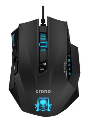 CRONO myš CM648/ gaming/ optická/ drátová/ 4000 dpi/ LED podsvícení/ 11 tlačítek/ USB/ čer