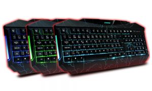 CRONO klávesnice CK2115/ gaming/ drátová/ 3 barvy podsvícení/ USB/ CZ+SK/ černá