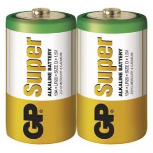 Baterie alkalická, LR20, 1.5V, GP, folie, 2-pack, SUPER, velký monočlánek