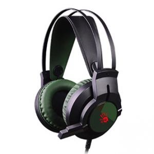 A4TECH, Bloody J437, sluchátka s mikrofonem, ovládání hlasitosti, zelená, herní sluchátka,