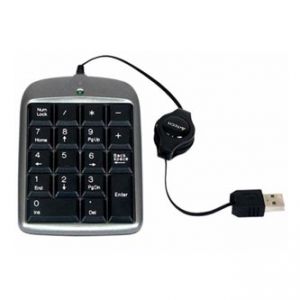 A4TECH klávesnice TK-5, numerická, černo-stříbrná, drátová (USB), CZ, vysouvací kabel