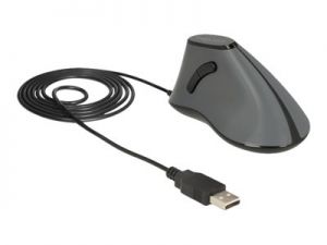 DeLOCK - Myš - ergonomický - pravák - optický - 5 tlačítka - kabelové - USB - šedá, černá
