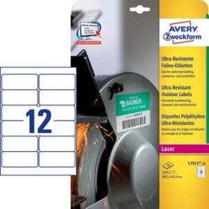 Avery Zweckform etikety 99.1mm x 42.3mm, A4, bílé, 12 etiket, velmi odolné, baleno po 10 k