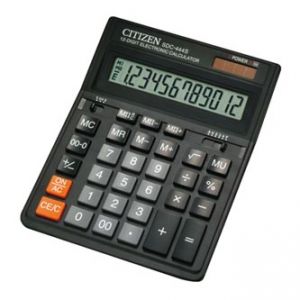 CITIZEN Kalkulačka SDC444S, černá, stolní, dvanáctimístná, duální napájení