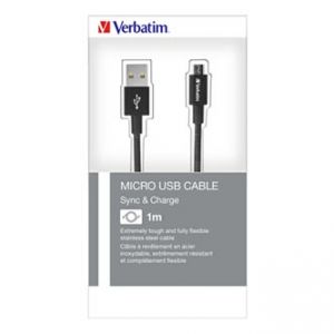 Kabel USB (2.0), USB A M- USB B Micro M, 1m, reversible, černý, Verbatim, 48863