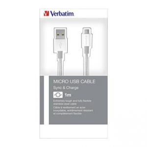 Verbatim USB kabel (2.0), USB A samec - microUSB samec, 1m, reversible, stříbrný, box, 48