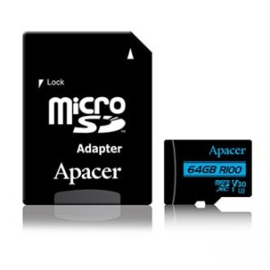 APACER paměťová karta Secure Digital, 64GB, microSDXC, AP64GMCSX10U7-R, UHS-I U3, V30, s a