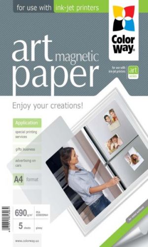 COLORWAY fotopapír/ ART glossy "magnetic" 690g/m2, A4 / 5kusů , magnetický papír