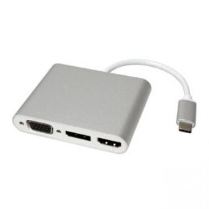 USB (3.1) Adaptér, USB C (3.1) M-HDMI F + DP F + VGA F, 0, stříbrný, plastic bag, 4K2K@60H
