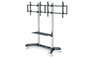 DIGITUS Dual TV-Cart for screens up to 70" shelf for DVD players, Notebooks,max load 128kg