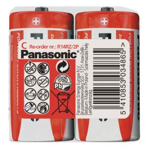 Baterie zinkouhlíková, R14, 1.5V, Panasonic, folie, 2-pack, cena za 1 ks baterie