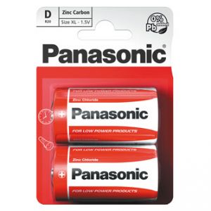 Baterie zinkouhlíková, R20, 1.5V, Panasonic, blistr, 2-pack, cena za 1 ks baterie