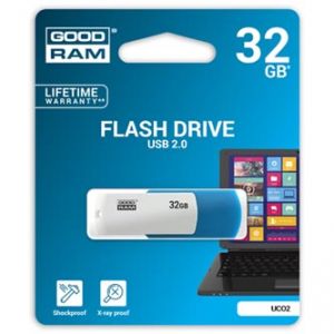 Goodram USB flash disk, 2.0, 32GB, UCO2, modrý, UCO2-0320MXR11, podpora OS Win 7