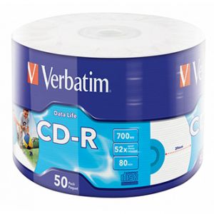 Verbatim CD-R, 43794, Inkjet Printable, 50-pack, 700MB, 50x, 12cm, spindle, pro archivaci