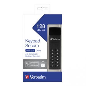 Verbatim USB flash disk, 3.0, 128GB, Keypad Secure, černý, 49429, 256bitové hardwarové šif