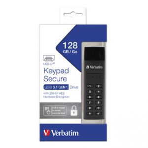 Verbatim USB flash disk, 3.0 / 3.1 Gen 1, 128GB, Keypad Secure, černý, 49432, 256bitové ha