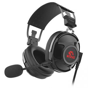 Marvo HG9053, sluchátka s mikrofonem, ovládání hlasitosti, černá, červeně podsvícená, USB
