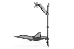 DIGITUS pracovní stanice pro sezení/stání, nástěnný držák,  jeden monitor, černý max. 8kg