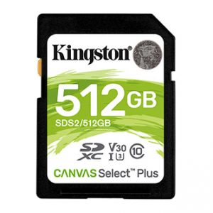 Kingston paměťová karta Canvas Select Plus, 512GB, SDXC, SDC2/512GB, UHS-I U3 (Class 10),