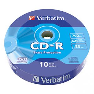 Verbatim CD-R, 43725, 10-pack, 700MB, Extra Protection, 52x, 80min., 12cm, cake box, Stand