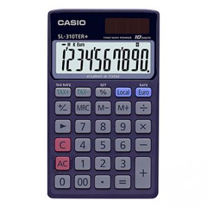 Casio Kalkulačka SL 310 TER+, modrá, kapesní, desetimístná, duální napájení