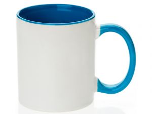 Hrnek combo - barevný vnitřek a ucho -svetle modry