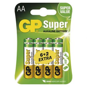 Baterie alkalická, AA, 1.5V, GP, blistr, 8-pack, SUPER