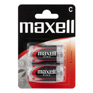 Baterie zinková, malý monočlánek, C, 1.5V, Maxell, blistr, 2-pack