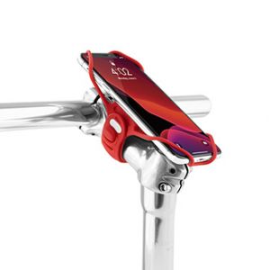 Držák mobilu Bone Bike Tie 3 Pro, na kolo, nastavitelná velikost, červený, 4.7-7.2", silik