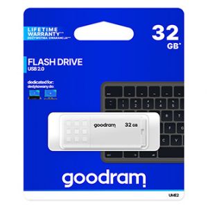 Goodram USB flash disk, USB 2.0, 32GB, UME2, bílý, UME2-0320W0R11, USB A, s krytkou
