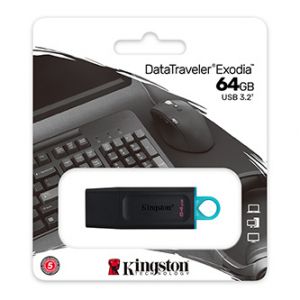 Kingston USB flash disk, USB 3.0 (3.2 Gen 1), 64GB, DataTraveler Exodia, černý, DTX/64GB,