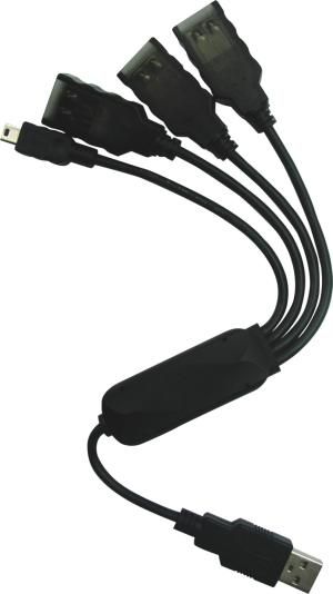 PREMIUMCORD USB 2.0 HUB 4-portový, černý kabel