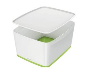 Úložný box s víkem Leitz MyBox, velikost L, bílá/zelená