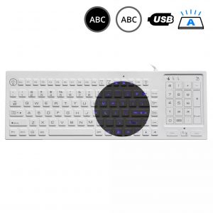 SK318BL - Silikonová antibakteriální klávesnice s touchpadem podsvícená, CZ, USB, IP68
