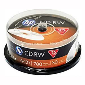 HP CD-RW, CWE00019-3, 25-pack, 700MB, 80min., bez možnosti potisku, cake box, Standard
