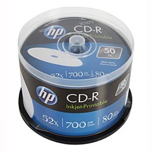 HP CD-R, CRE00017WIP-3, 50-pack, 700MB, 52x, 80min., 12cm, Printable, cake box, Standard,