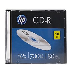 HP CD-R, CRE00085-3, 10-pack, 700MB, 52x, 80min., 12cm, bez možnosti potisku, slim case, S