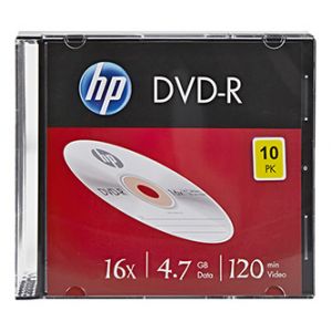 HP DVD-R, DME00085-3, 10-pack, 4.7GB, 16x, 12cm, slim case, bez možnosti potisku, pro arch
