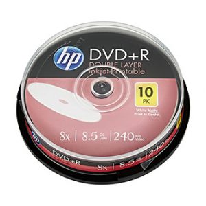 HP DVD+R, DRE00060WIP-3, 10-pack, 8.5GB, 8x, 12cm, cake box, Dual Layer, Printable, pro ar