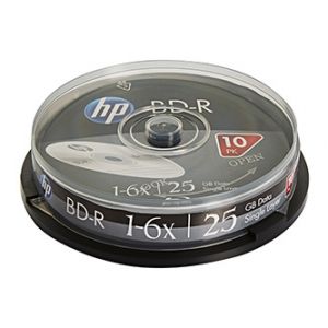 HP BD-R, Single Layer 25GB, Standard, cake box, BRE00071-3, 69321, 6x, 10-pack, pro archi