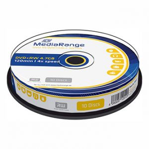 Mediarange DVD+RW, MR451, 10-pack, 4.7GB, 4x, 12cm, cake box, bez možnosti potisku, pro ar