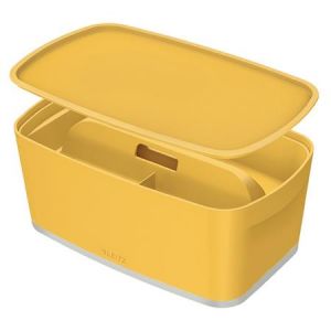 Úložný box s víkem Leitz MyBox Cosy + Organizér s držadlem, velikost S, teplá žlutá