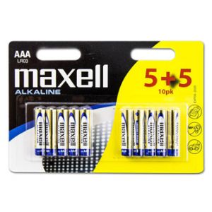 Baterie alkalická, AAA, 1.5V, Maxell, blistr, 10-pack