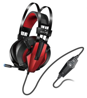 Genius HS-G710V, herní sluchátka s mikrofonem, ovládání hlasitosti, černá/červená, USB