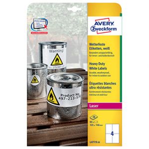 Avery Zweckform etikety 105mm x 148mm, A4, matné, bílé, 4 etikety, velmi odolné, baleno po
