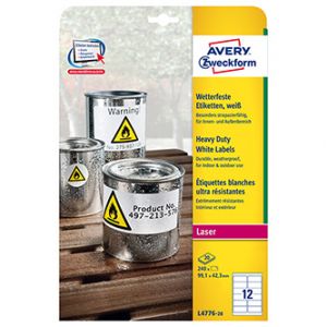 Avery Zweckform etikety 99.1mm x 42.3mm, A4, matné, bílé, 12 etiket, velmi odolné, baleno