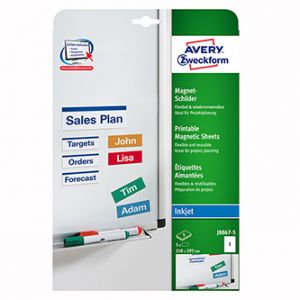 Avery Zweckform štítky 210mm x 297mm, A4, matné, bílé, 1 štítek, magnetické, baleno po 5 k