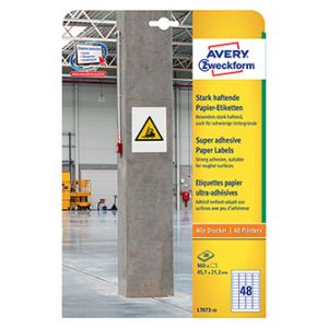 Avery Zweckform etikety 45.7mm x 21.2mm, A4, bílé, 48 etiket, s vysokou lepivostí, baleno