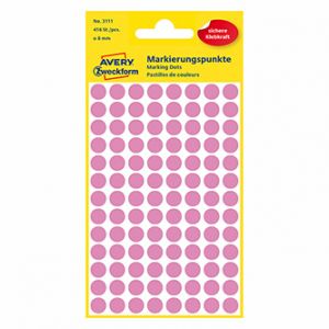 Avery Zweckform etikety 8mm, růžové, 104 etiket, značkovací, baleno po 4 ks, 3111, pro ruč