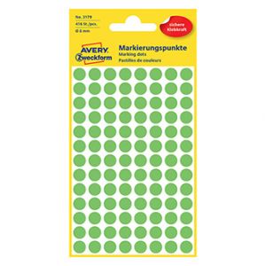 Avery Zweckform etikety 18mm, neon zelené, 104 etiket, značkovací, baleno po 4 ks, 3179, p